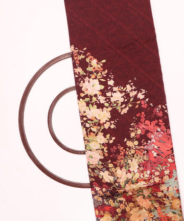 black and green floral design satin moss fabric b100 3908